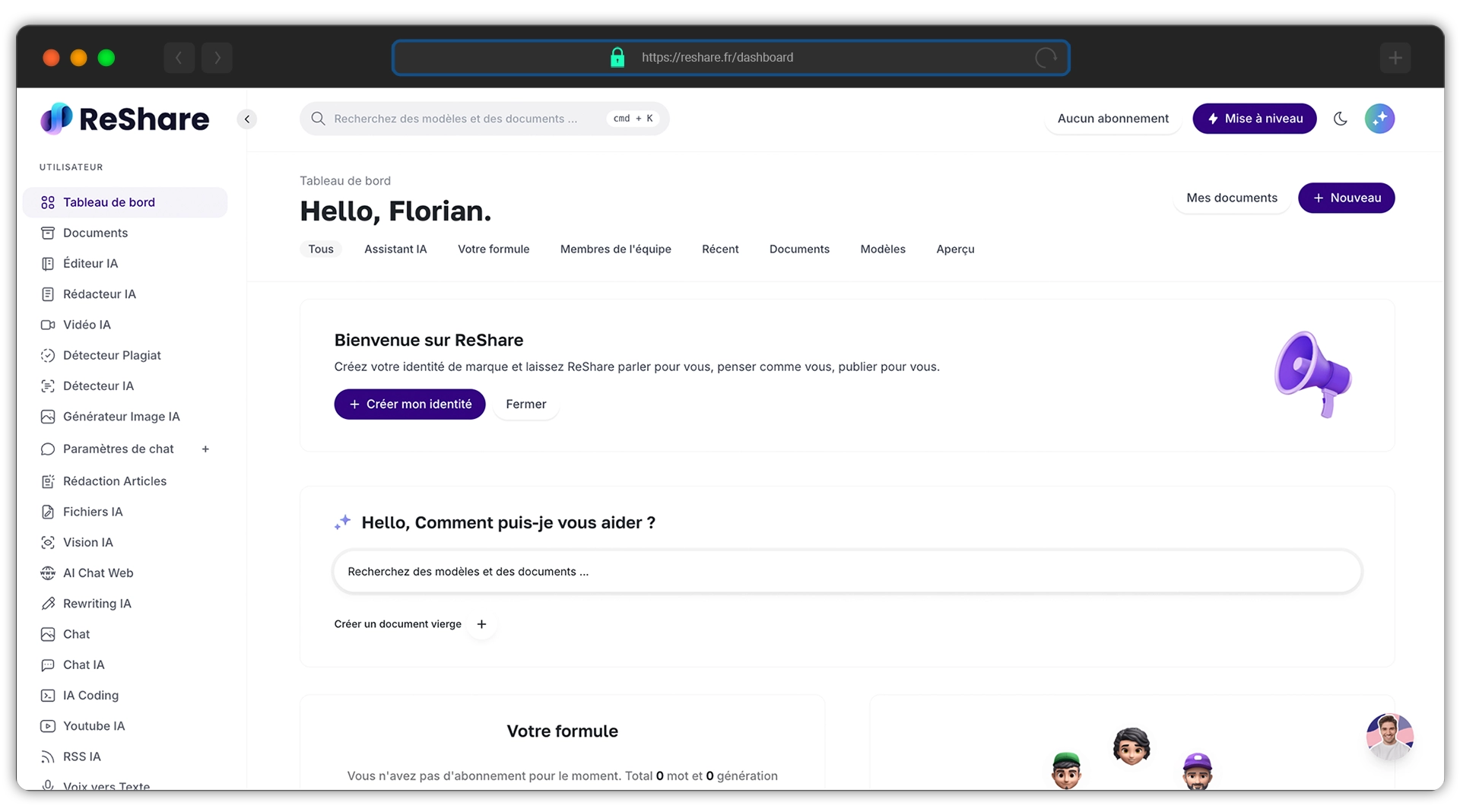 Dashboard ReShare